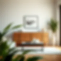 Elegant neutral dresser in a minimalist living room setting