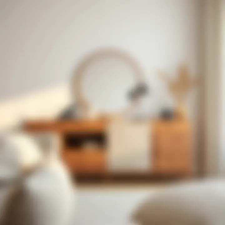 Stylish neutral dresser showcasing various materials and textures