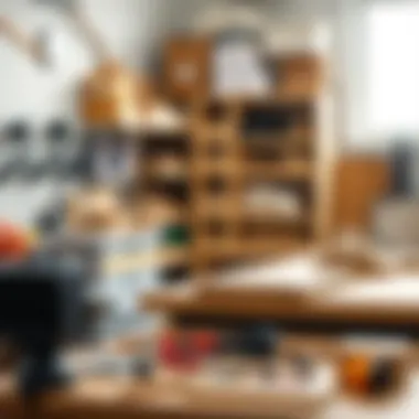 Efficient Assembly Workspace An organized workspace showcasing tools and parts for assembly