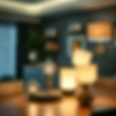 Artistic arrangement of table lights creating a focal point in interior design