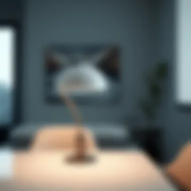Minimalistic design featuring a sleek table lamp in a serene setting