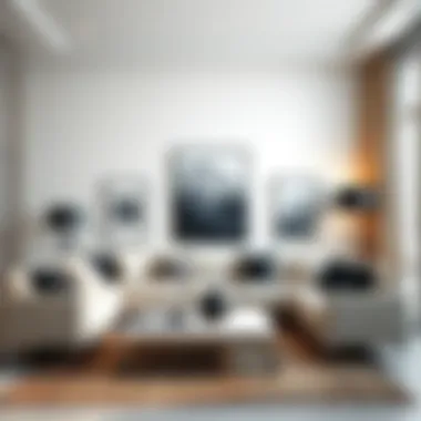 Modern Living Room with Black Poster Frames Modern living room showcasing black poster frames as décor