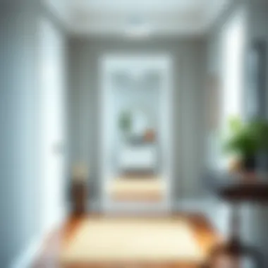 Chic Entryway with a White Framed Floor Mirror Chic entryway decorated with a white framed floor mirror