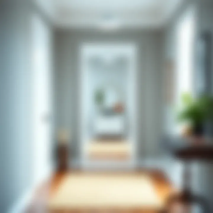 Chic Entryway with a White Framed Floor Mirror Chic entryway decorated with a white framed floor mirror