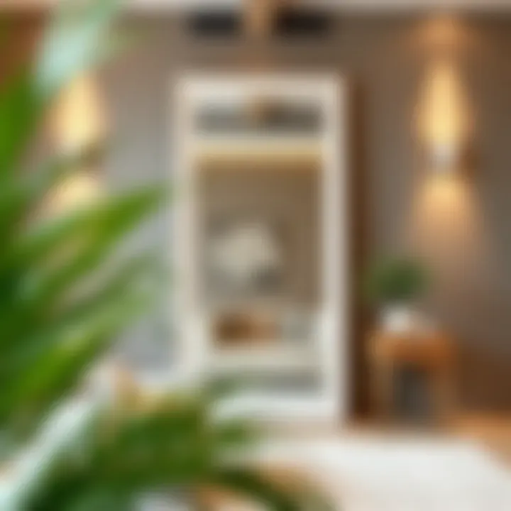 Contemporary Design Highlighting a White Framed Floor Mirror Contemporary design showcasing a white framed floor mirror