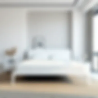 Sleek Design in Minimalist Décor Sleek white modern bedframe in a minimalist bedroom