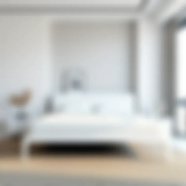 Sleek Design in Minimalist Décor Sleek white modern bedframe in a minimalist bedroom