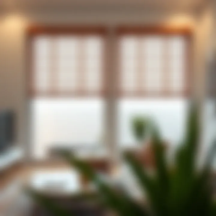 Elegant Bamboo Patio Door Blinds Elegant bamboo patio door blinds enhancing a modern living space