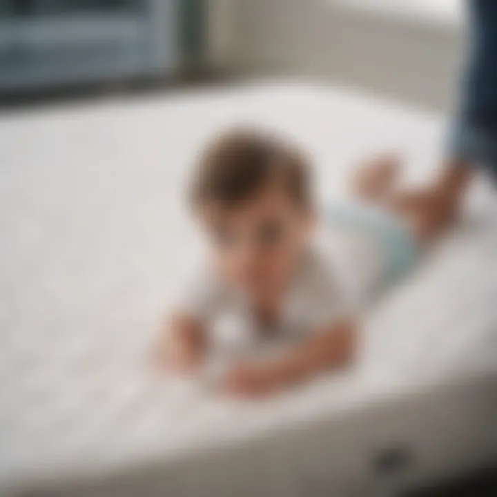 A parent selecting a crib mattress liner