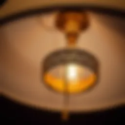 Close-up of lamp shade holder ring showcasing intricate design