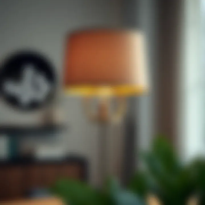 Stylish Lamp with Decorative Shade and Holder Ring Stylish lamp with a decorative shade and holder ring in a modern setting