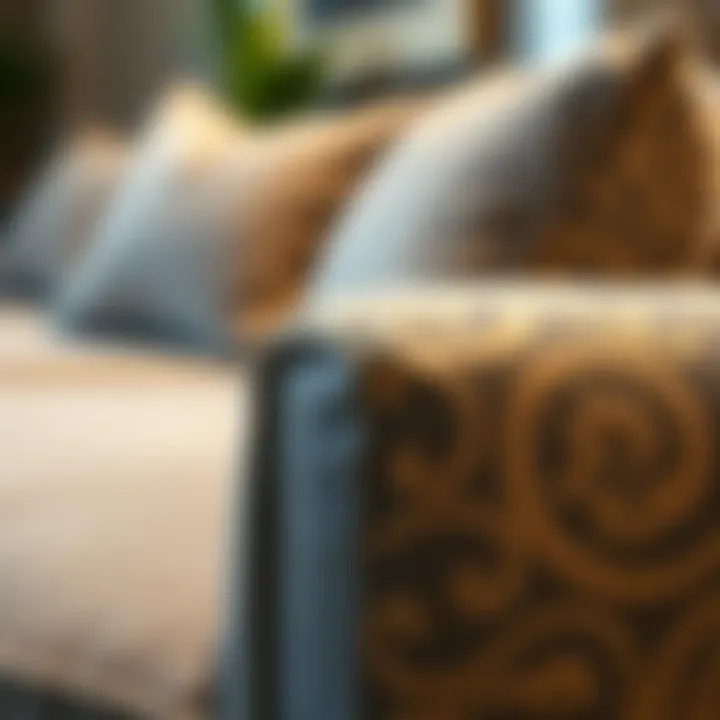 Exquisite Fabric and Craftsmanship Close-up of stylish fabric and design details of an 86 inch sofa