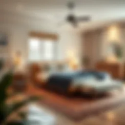 Cozy bedroom showcasing a 52 x 74 bed