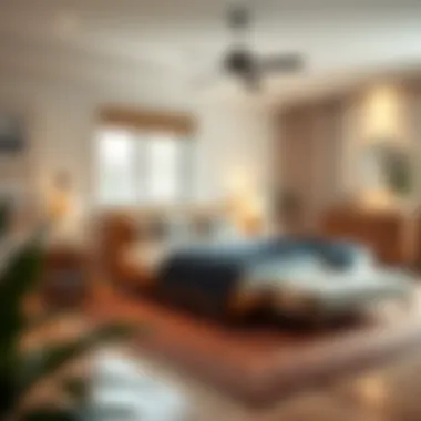 Cozy bedroom showcasing a 52 x 74 bed