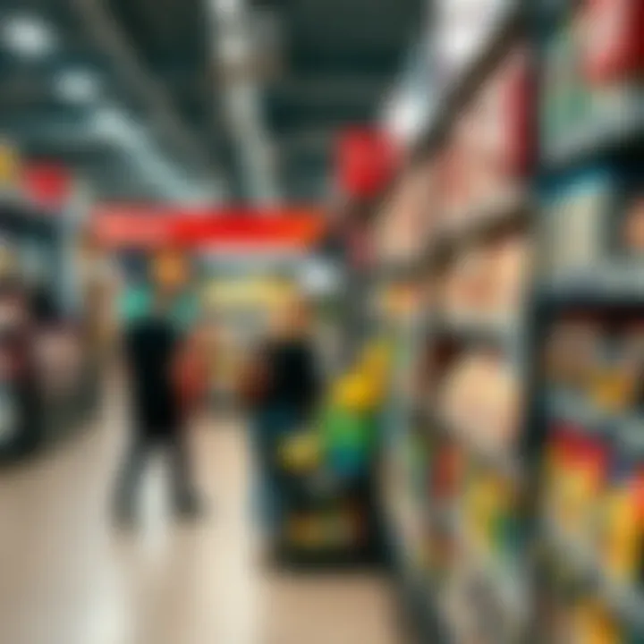 Attractive Discounted Products in Retail An array of discounted products attracting consumers in a vibrant retail environment