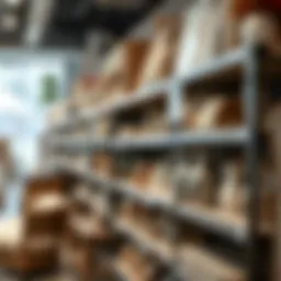 A well-organized discount shelf showcasing various home furnishings and decor items