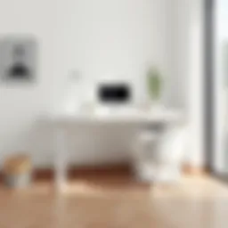 Elegant white metal corner desk in a modern office setting